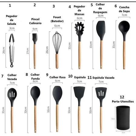 Kit C/12 Peças Utensílios De Cozinha - Mimos&Mais